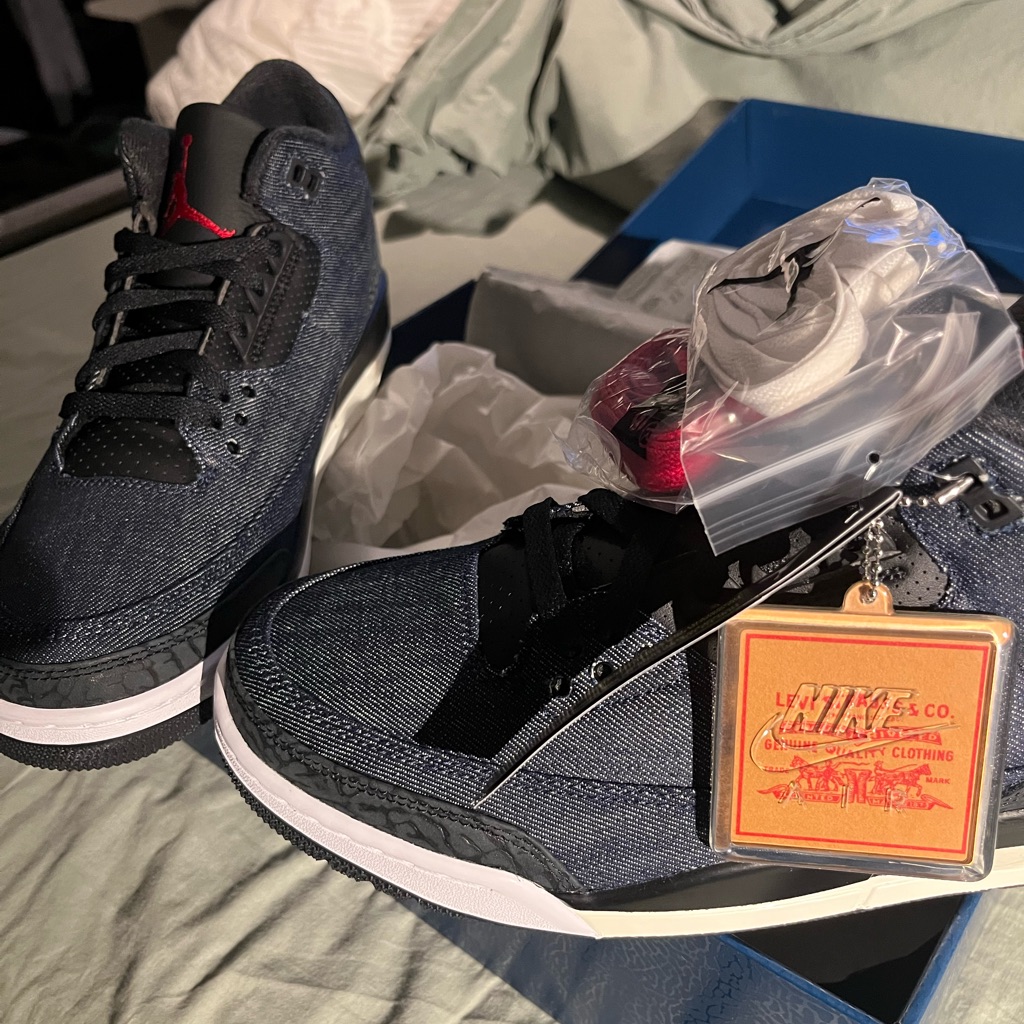Air Jordan 3 X Levi’s Collab! Blue Indigo Shoes, 10.5. Brand New, Never Worn.